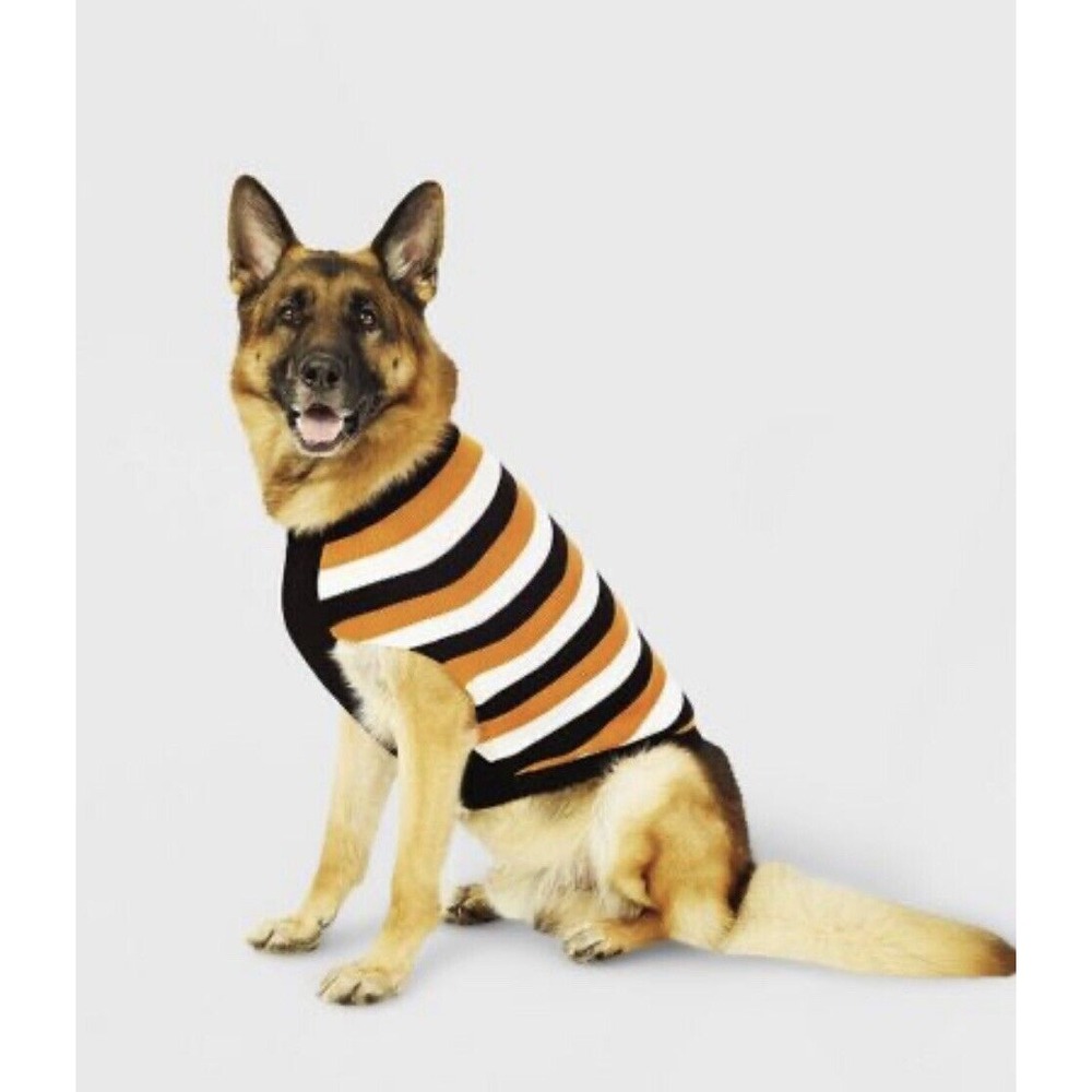 Hyde And‎ Eek Dog Striped Halloween Sweaters Orange Black White Size Extra Large